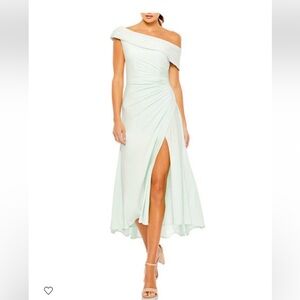 Chic One-Shoulder Light Green Dress